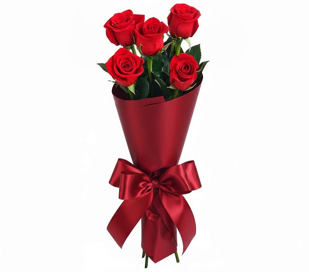 Букет 5 Красных роз Эдлесс Лав в Западный