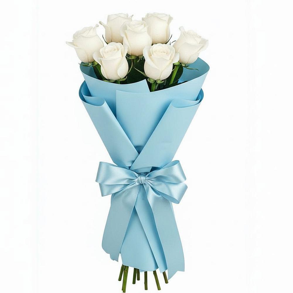Букет 7 белых роз Проуд в Западный