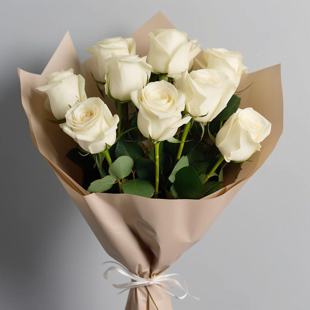 Букет 9 Белых роз Эдлесс Лав в Западный