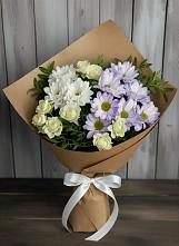 Букет цветов из:  Хризантемы и Розы #REPLACE_PRED# Западный