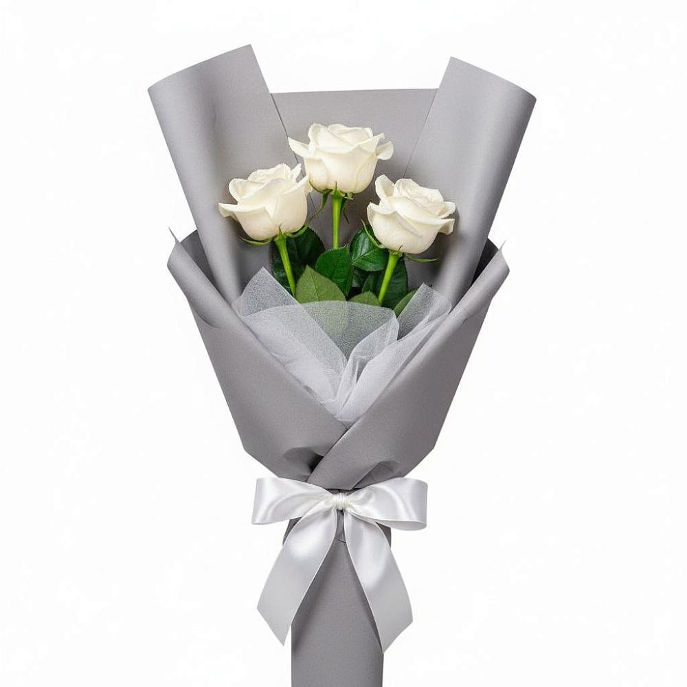 Букет 3 белые розы в Западный