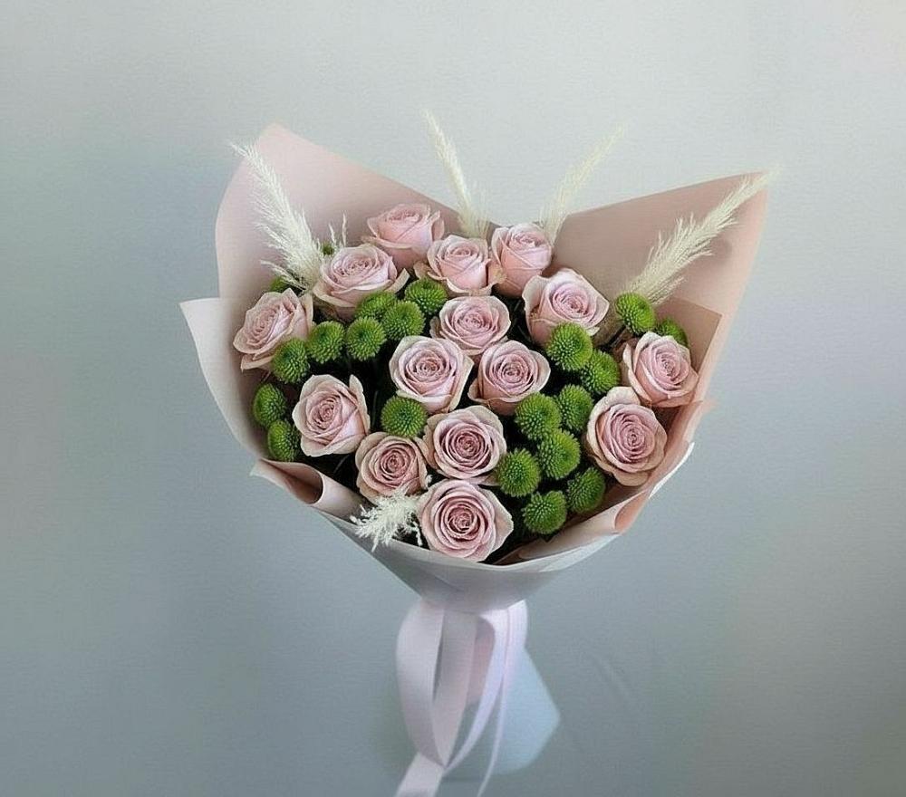 Букет цветов из: Розы и Хризантемы в Западный