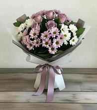Букет цветов из:  Хризантемы и Розы в Западный