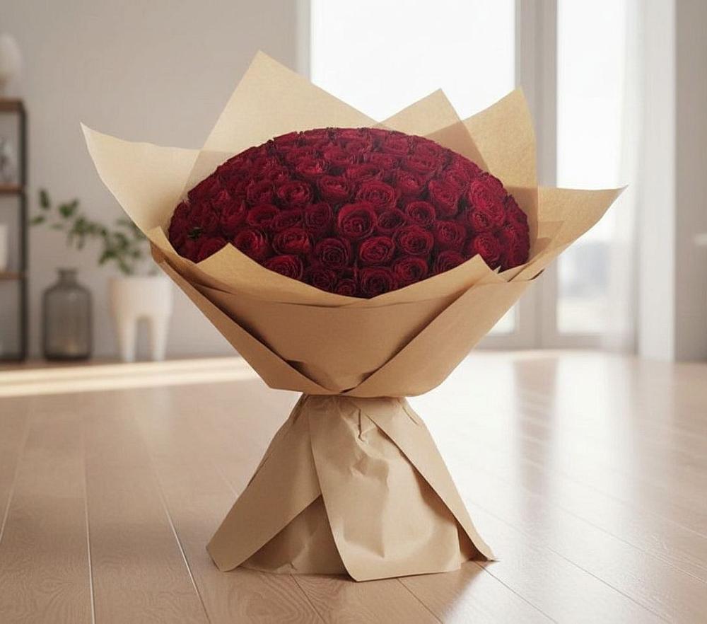 Букет 101 Красная роза в Западный