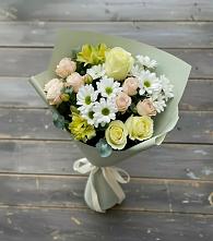 Букет цветов из:  Альстромерии, Розы и Хризантемы в Западный
