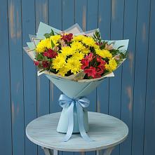 Букет цветов из:  Альстромерии и Хризантемы в Западный