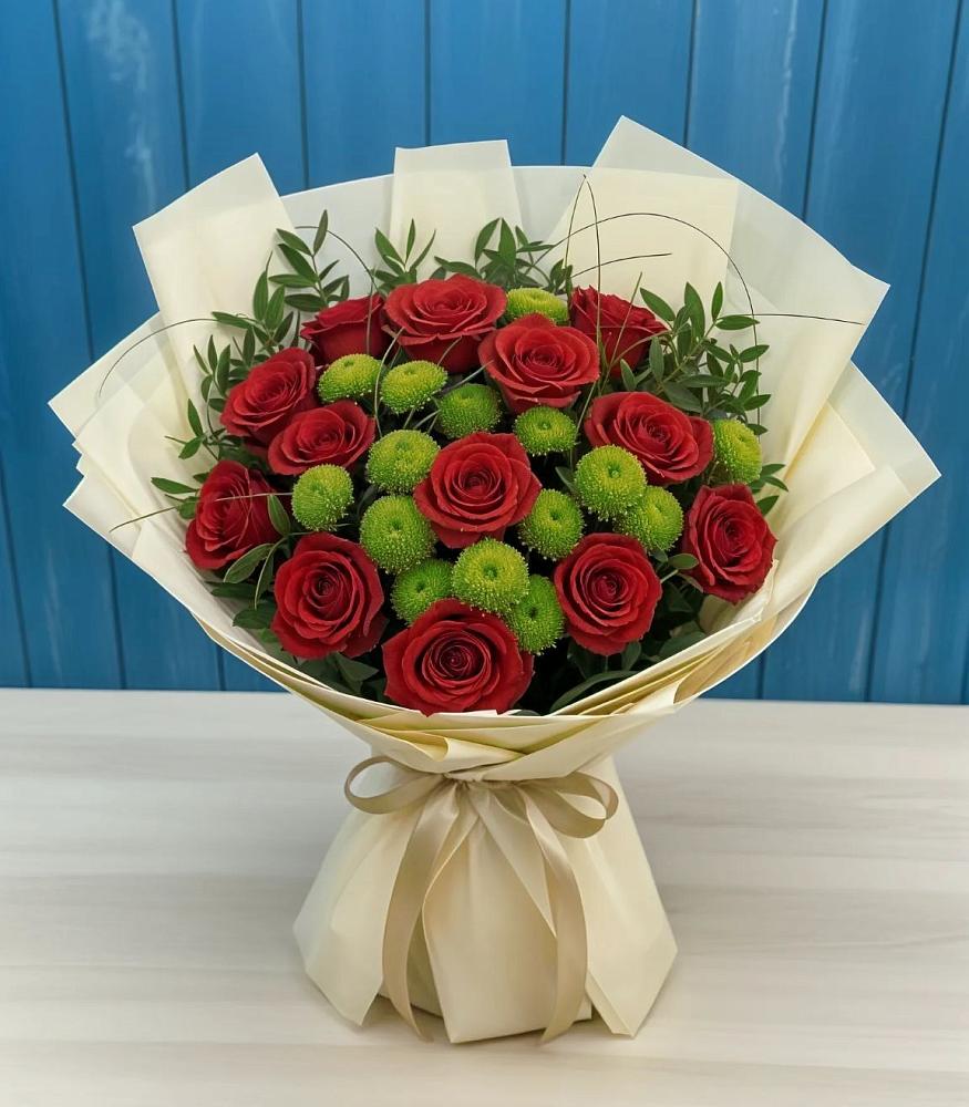 Букет цветов из: Розы и Хризантемы в Западный