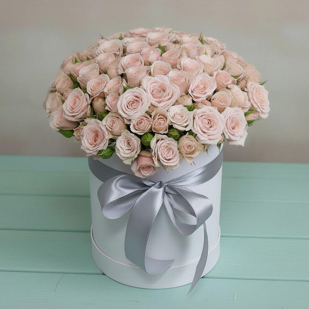 Цветочная композиция из Розы в шляпной коробке в Западный